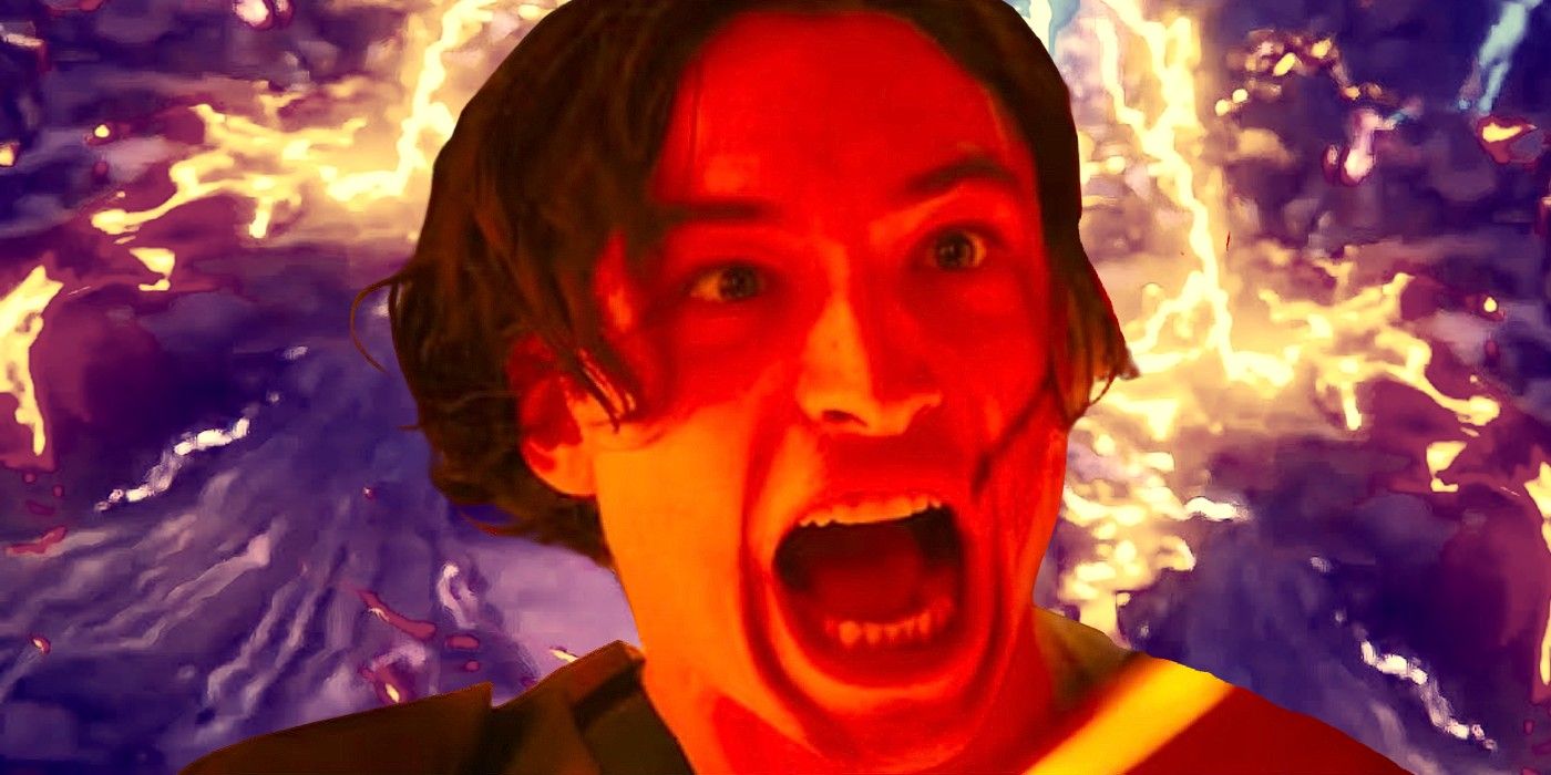 Ezra Miller mad as Barry Allen in The Flash.