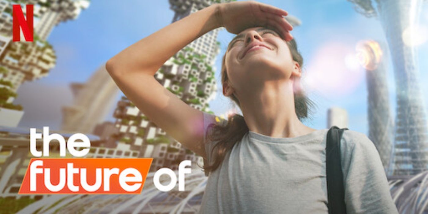 The Future of Netflix title card a girl shielding her eyes from the sun