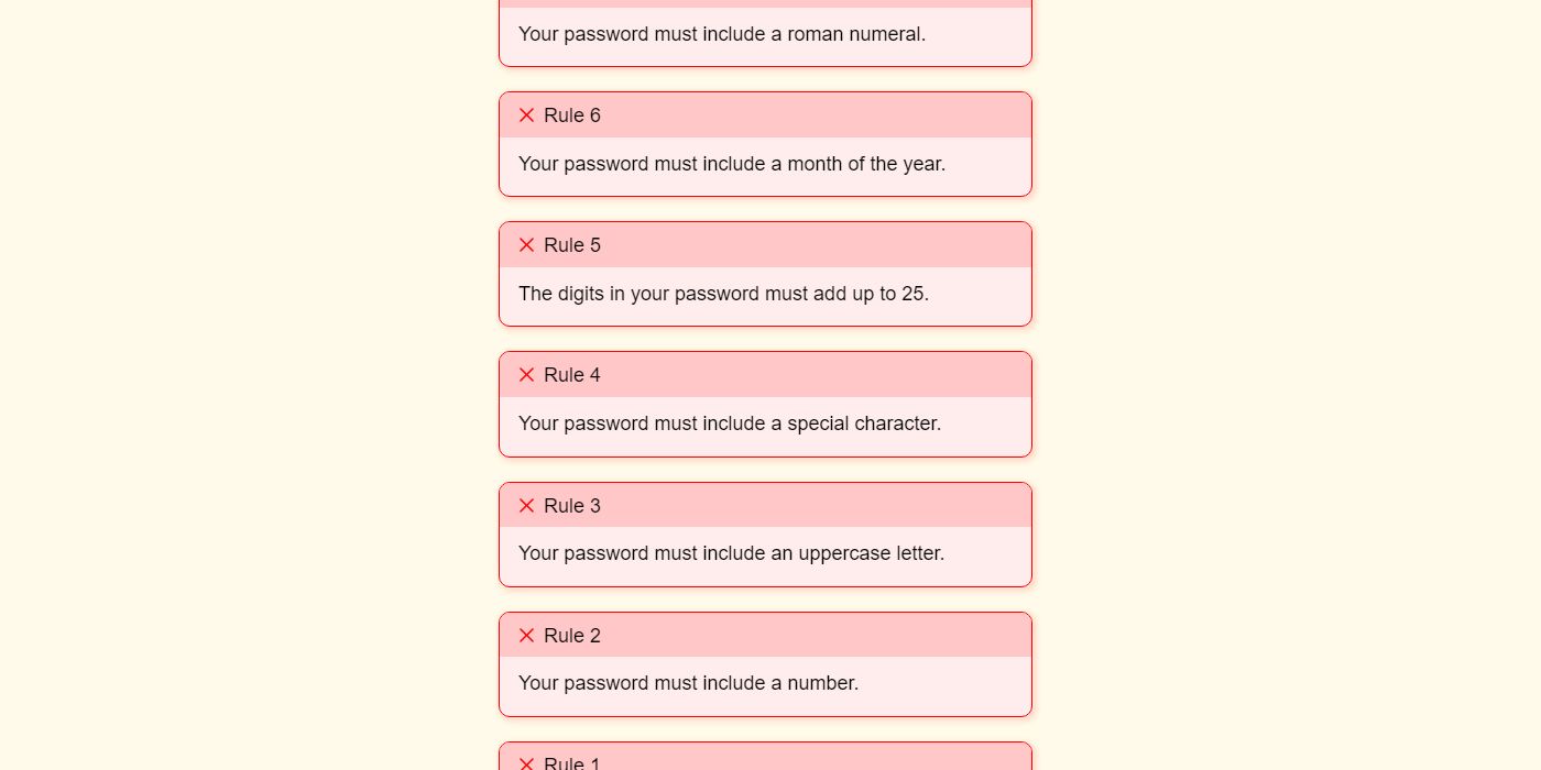 The Password Game Failed Rules