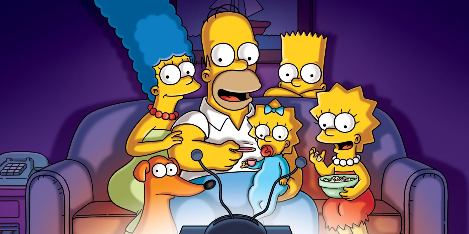 The Simpsons watching TV