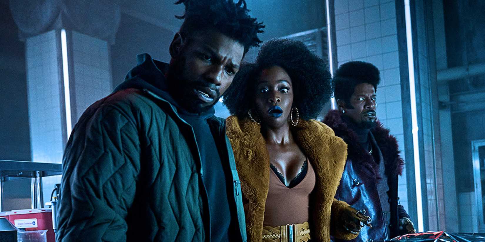 Eles clonaram Tyrone John Boyega como Fontaine, Teyonah Parris como Yo-Yo e Jamie Foxx como Slick Charles