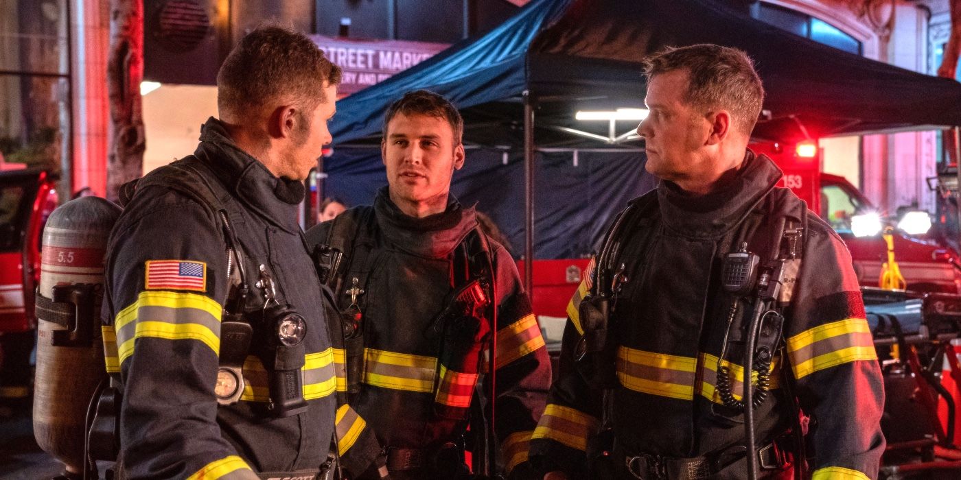 three firemen talking in the 9-1-1 episode The One That Got Away