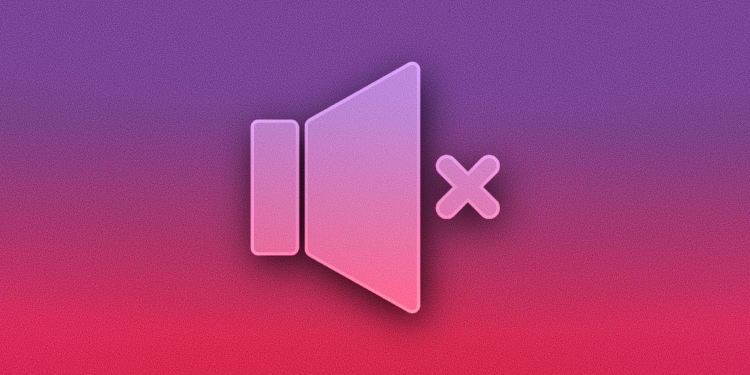 The mute icon pictured on a purple and pink background