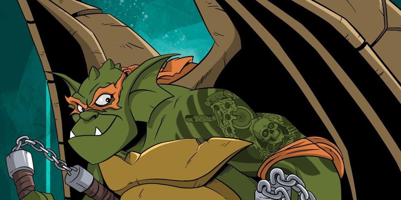 Michelangelo and Broadway mashed up in Teenage Mutant Ninja Turtles and Gargoyles crossover art