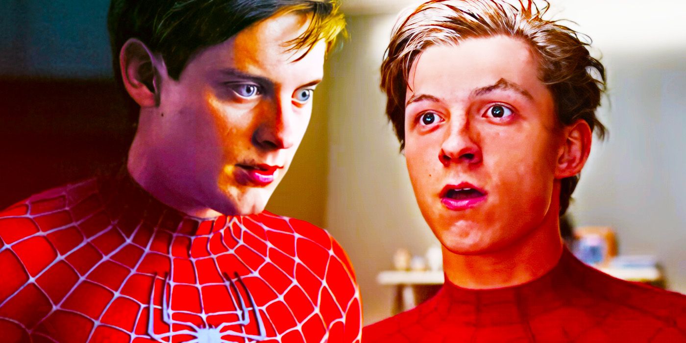 Tobey Maguire and Tom Holland as Spider-Man