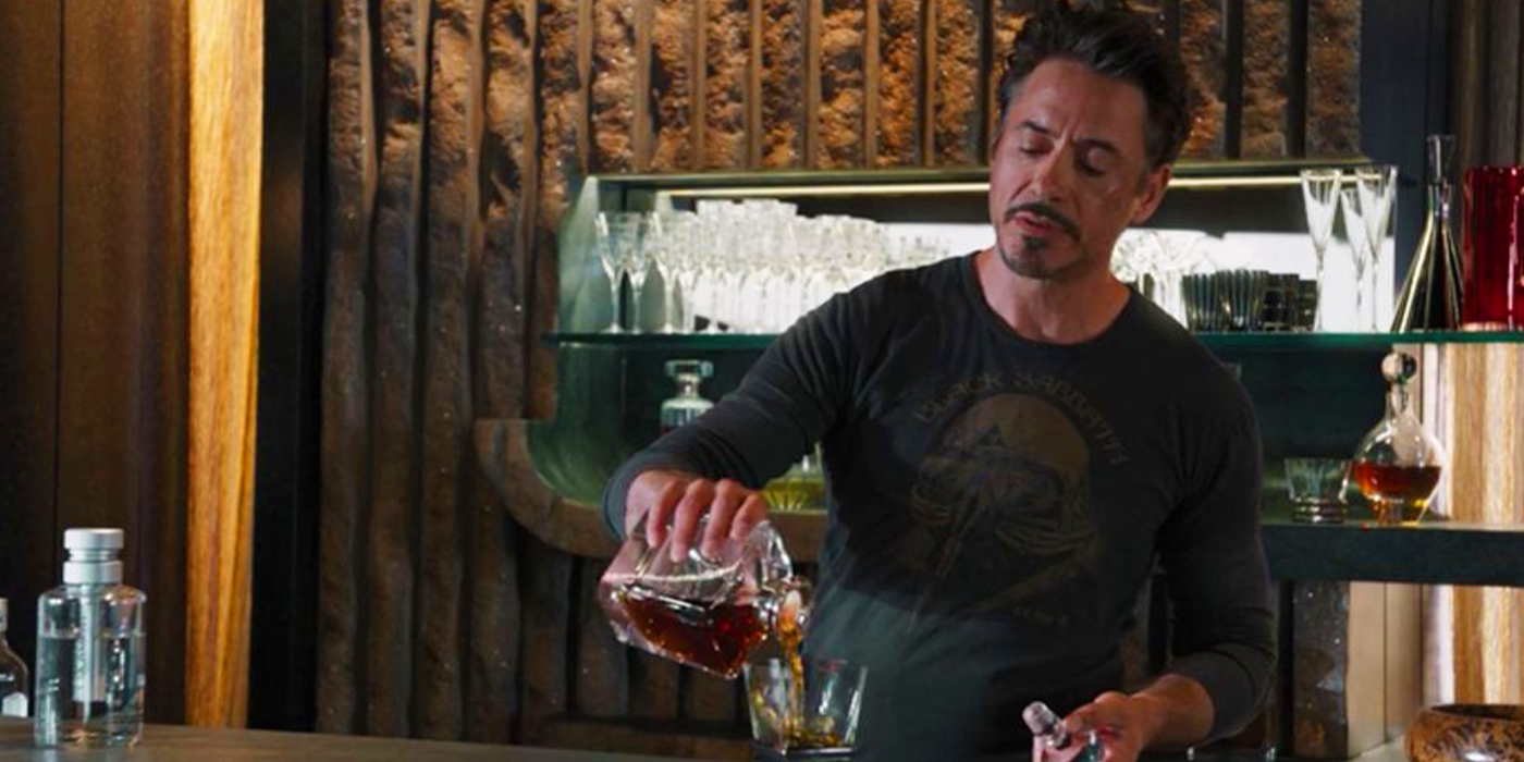 tony stark making a drink in the avengers
