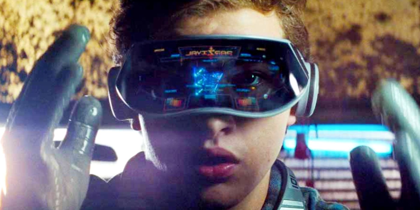 Tye Sheridan wearing a VR headset in Ready Player One.