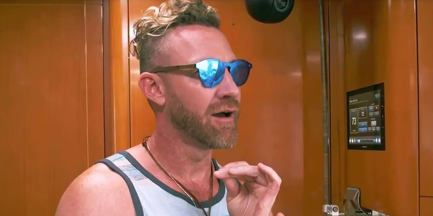 Charley Walters on Below Deck in sunglasses on yacht