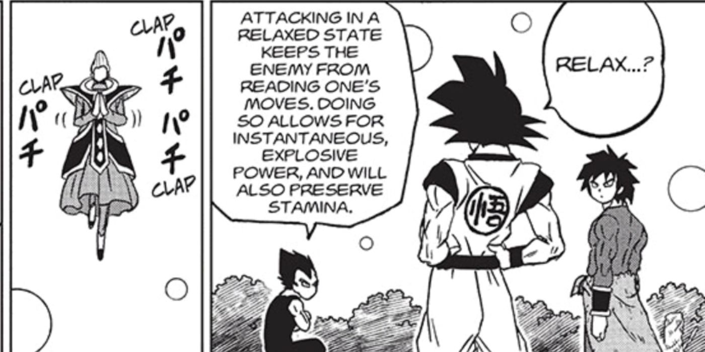 Vegeta explains his new attack to Goku
