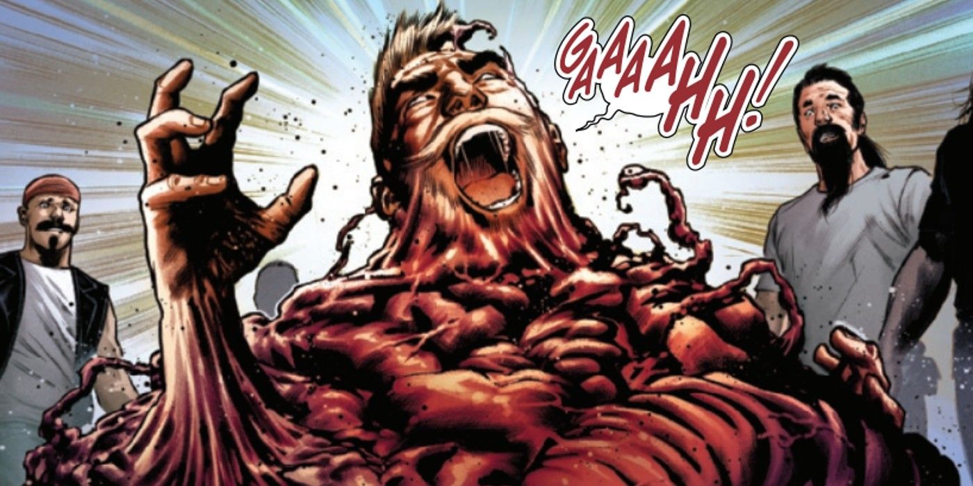 Eddie Brock returning from a pile of goo in Venom #21.