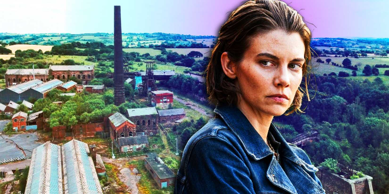 Lauren Cohan as Maggie next to the Hilltop in The Walking Dead