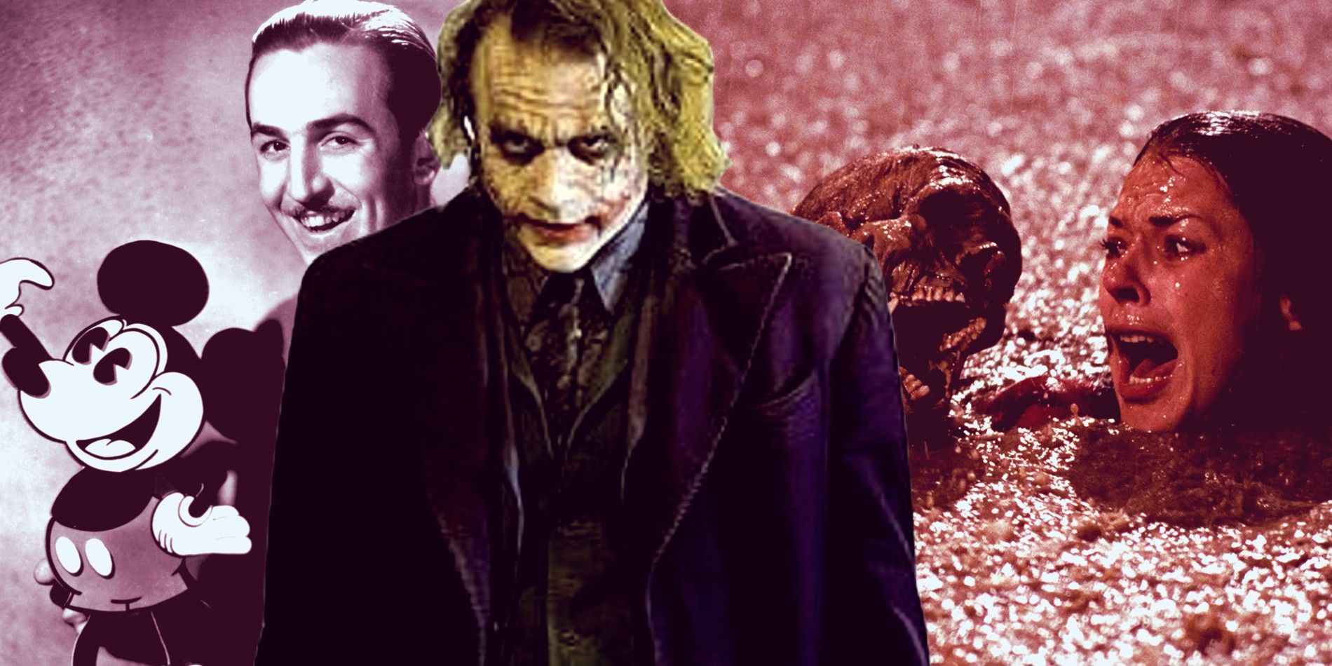Walt Disney and Mickey Mouse with Heath Ledger's Joker and Poltergeist