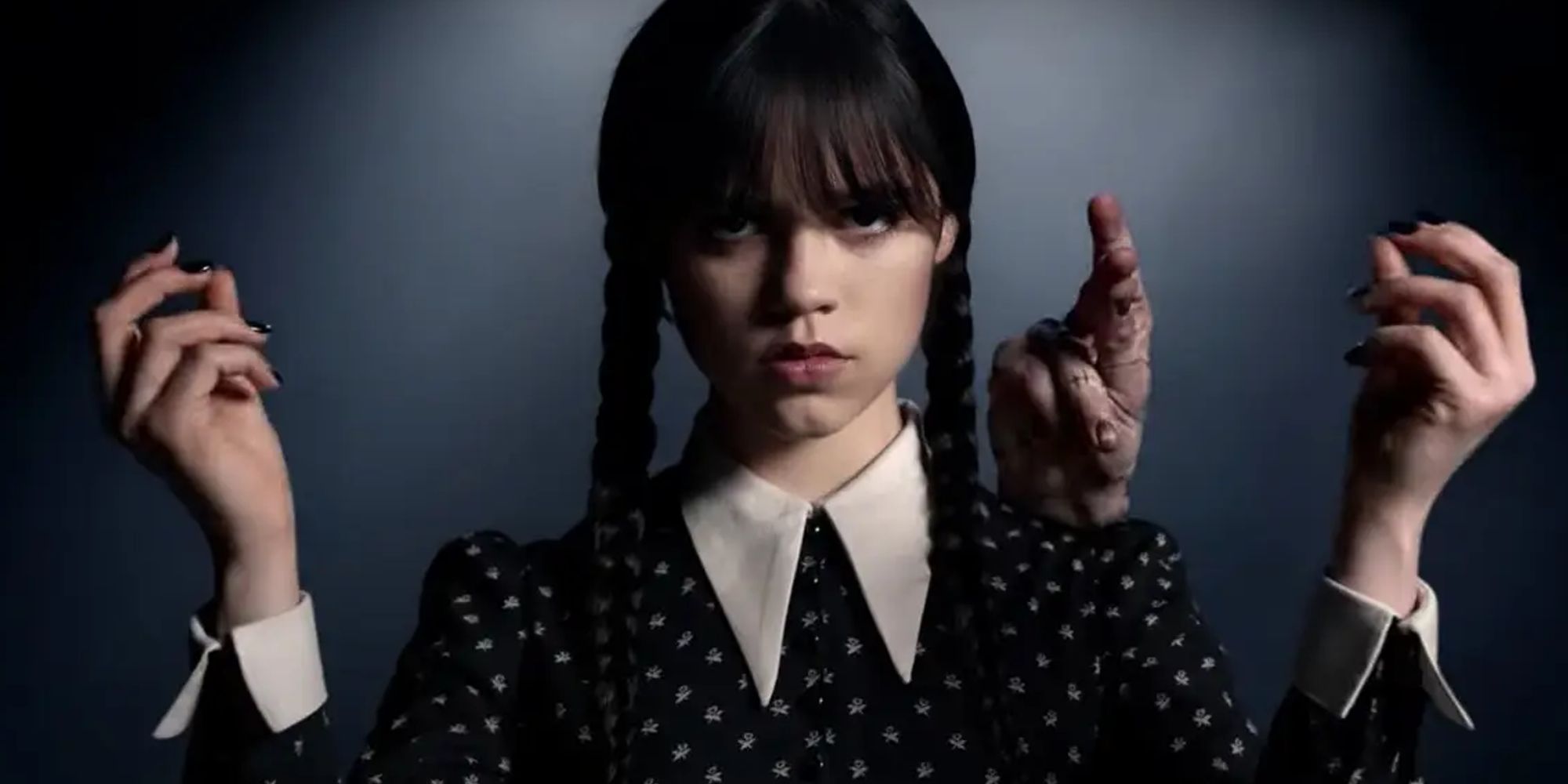 Wednesday Jenna Ortega snapping to classic theme song with Thing