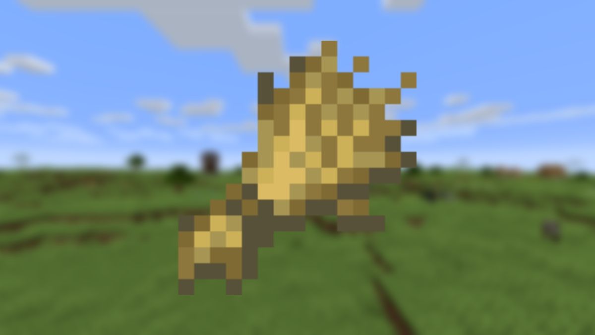 View some wheat on a blurry background of some plains in Minecraft
