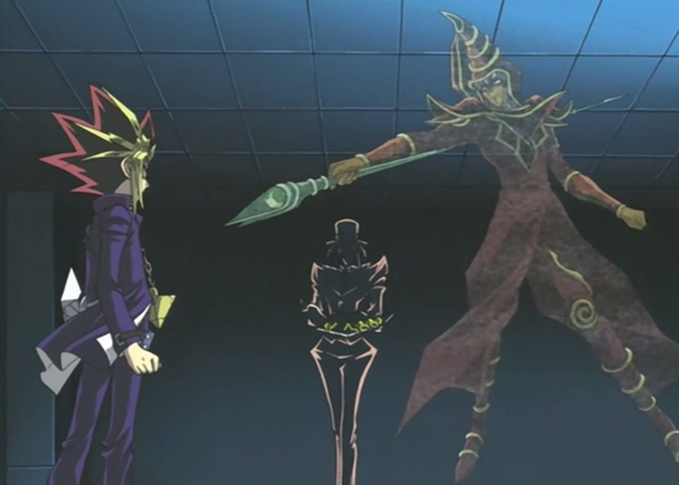Yugi faces Arkana and his Dark Magician