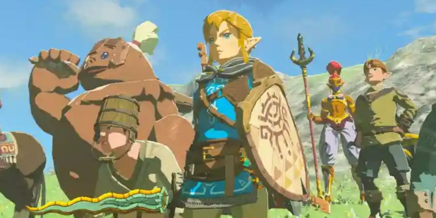 Link holding his sword and shield in Legend of Zelda: Tears of the Kingdom