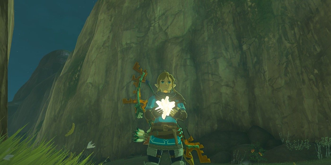 Tautan yang memegang Fragmen Bintang di The Legend of Zelda: Tears of the Kingdom​​​​​​​​.