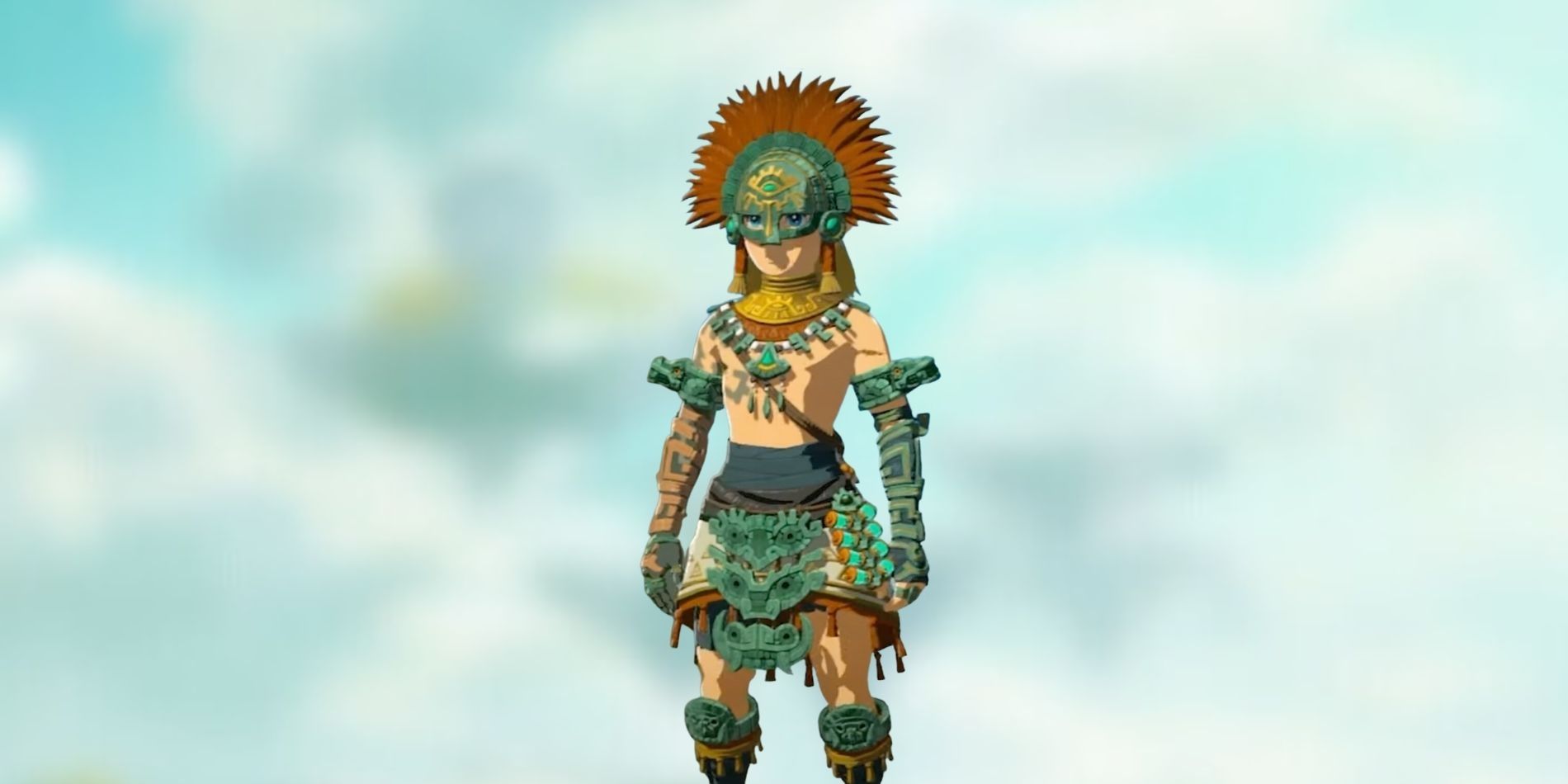 Link wears Zonaite armor from The Legend of Zelda: Tears of the Kingdom.