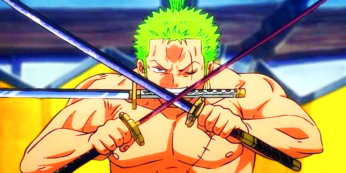 Zoro using three swords in One Piece