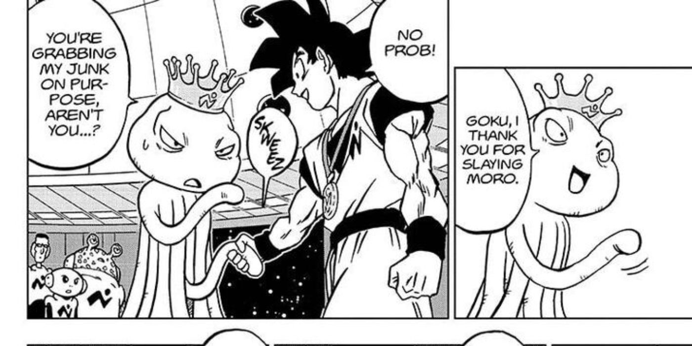 Goku grabbing the Galactic King's tentacle. 