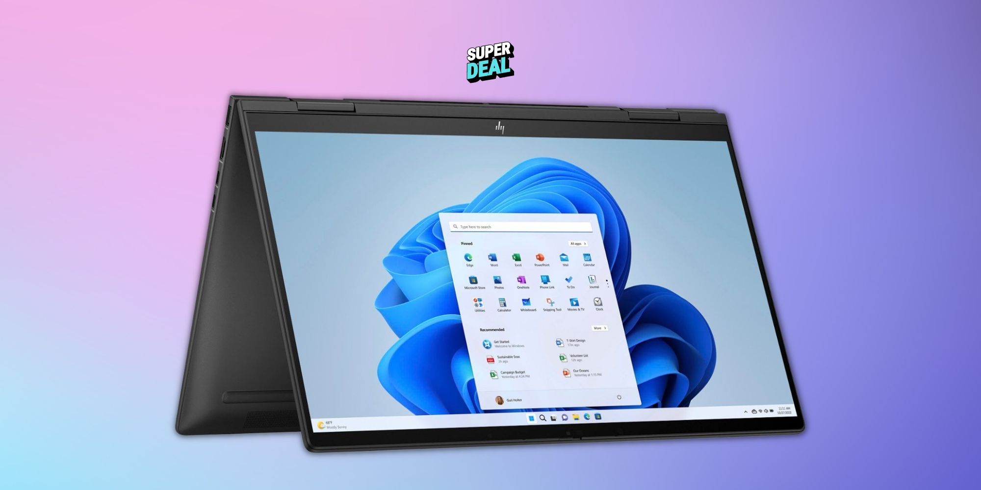 Image of the 15.6-inch HP Envy Convertible Laptop on a gradient background