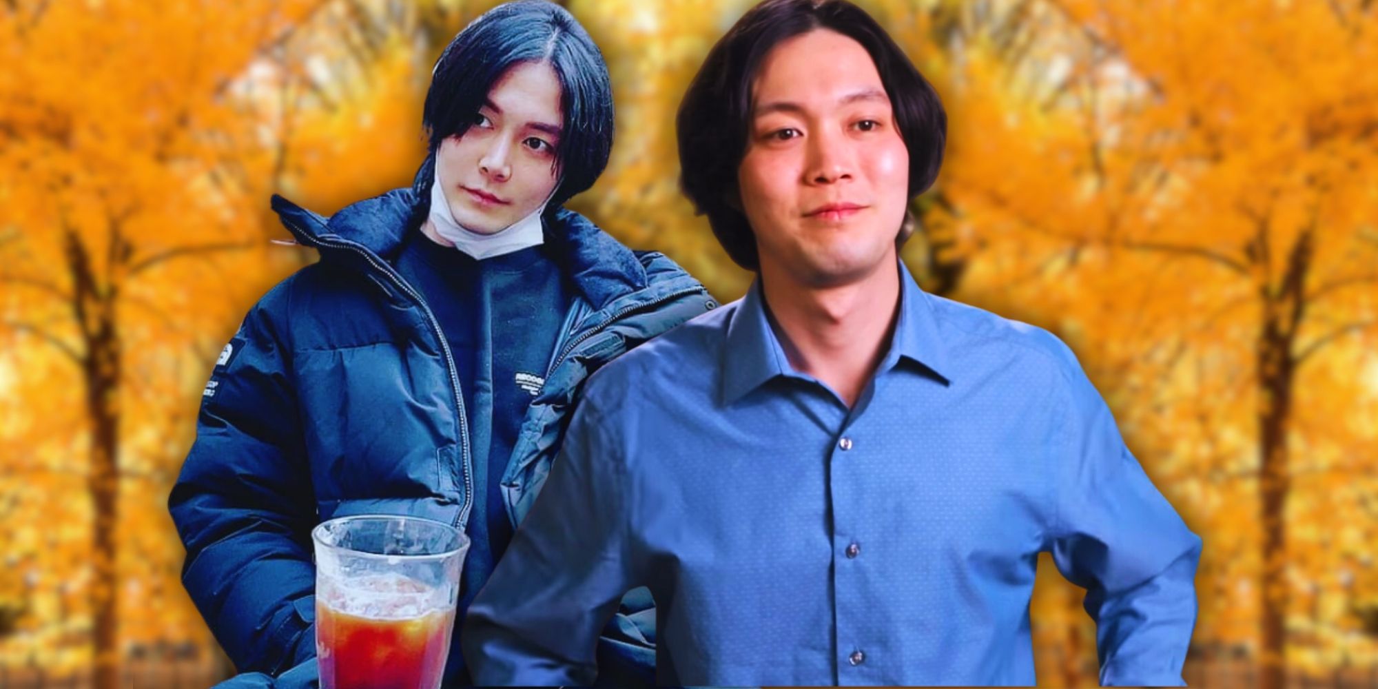 Jihoon Lee From 90 Day Fiancé orange background wearing blue outfits