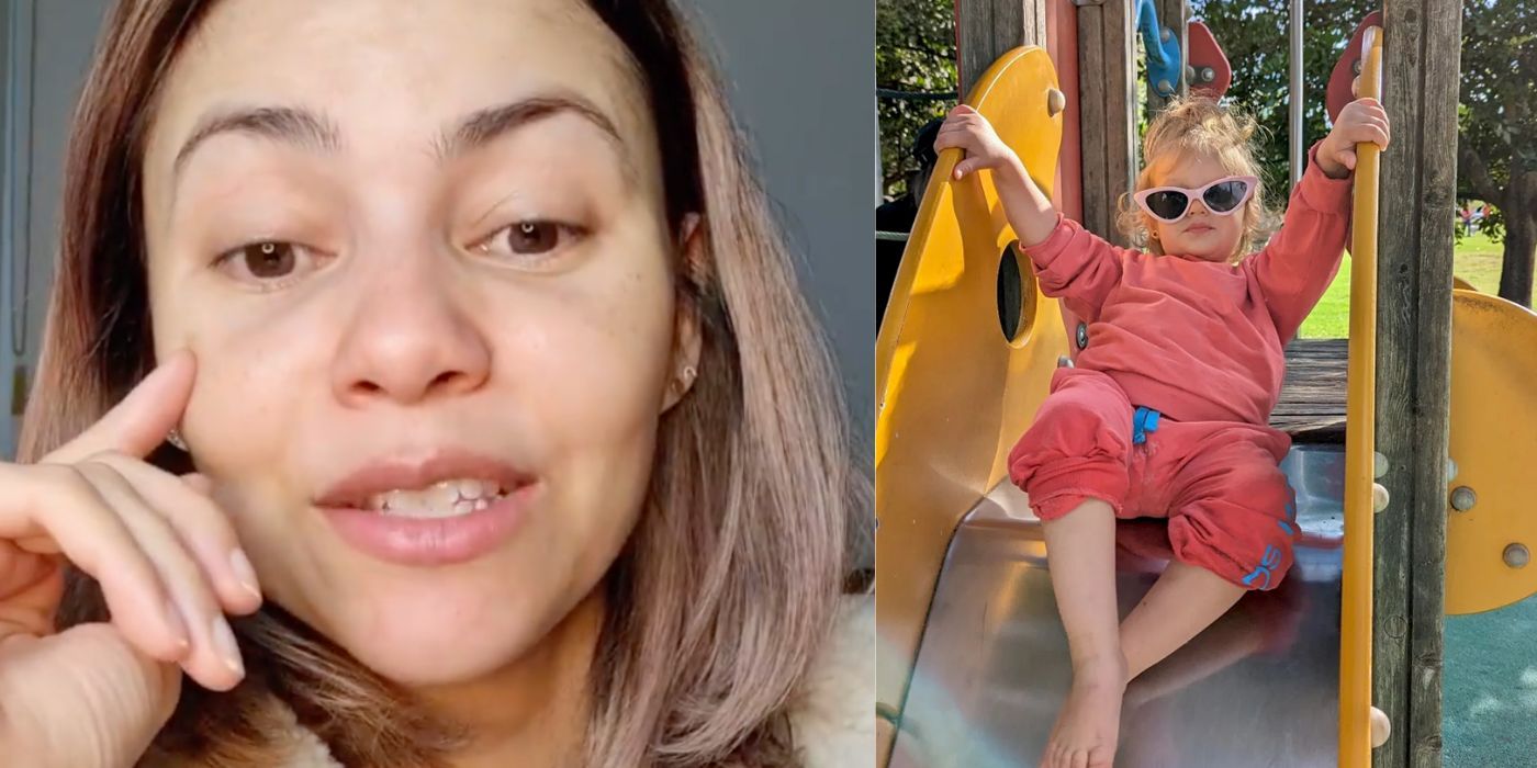 Below Deck dani soares side by side image with pic of son