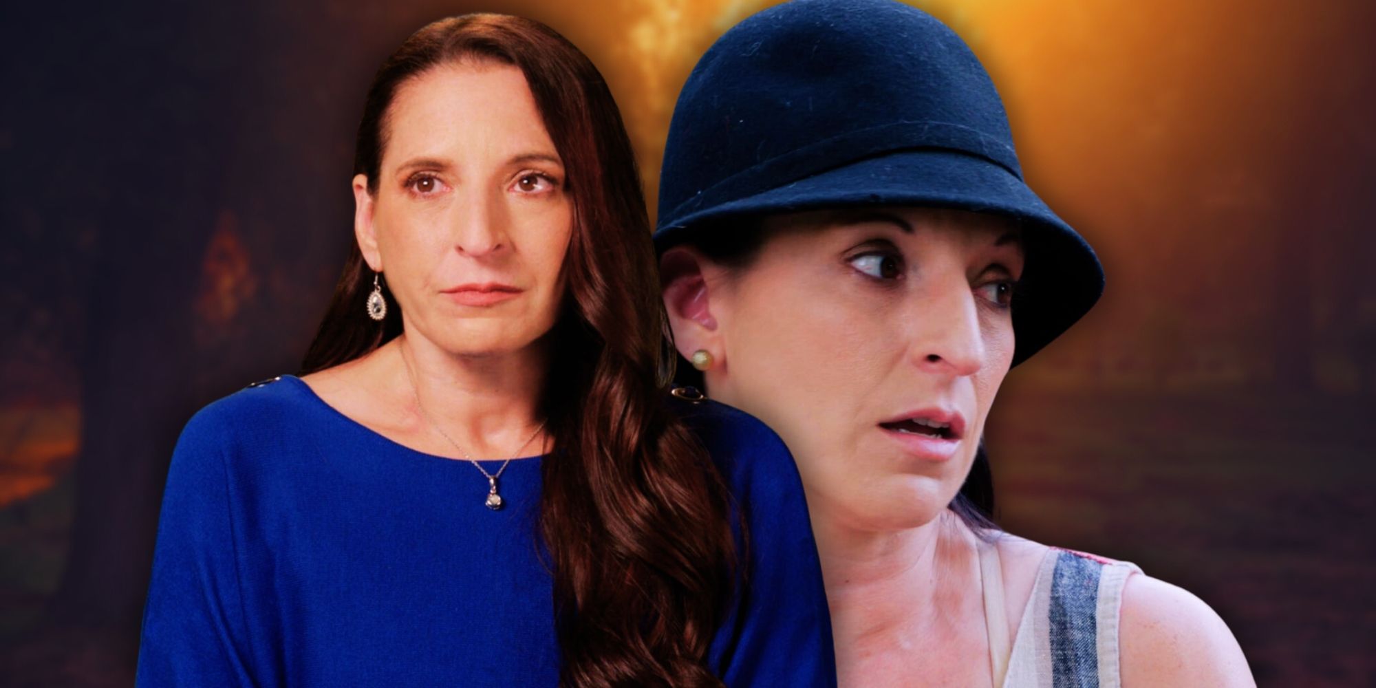 90 Day Fiancé Kris Foster montage of kris in blue dress and hat