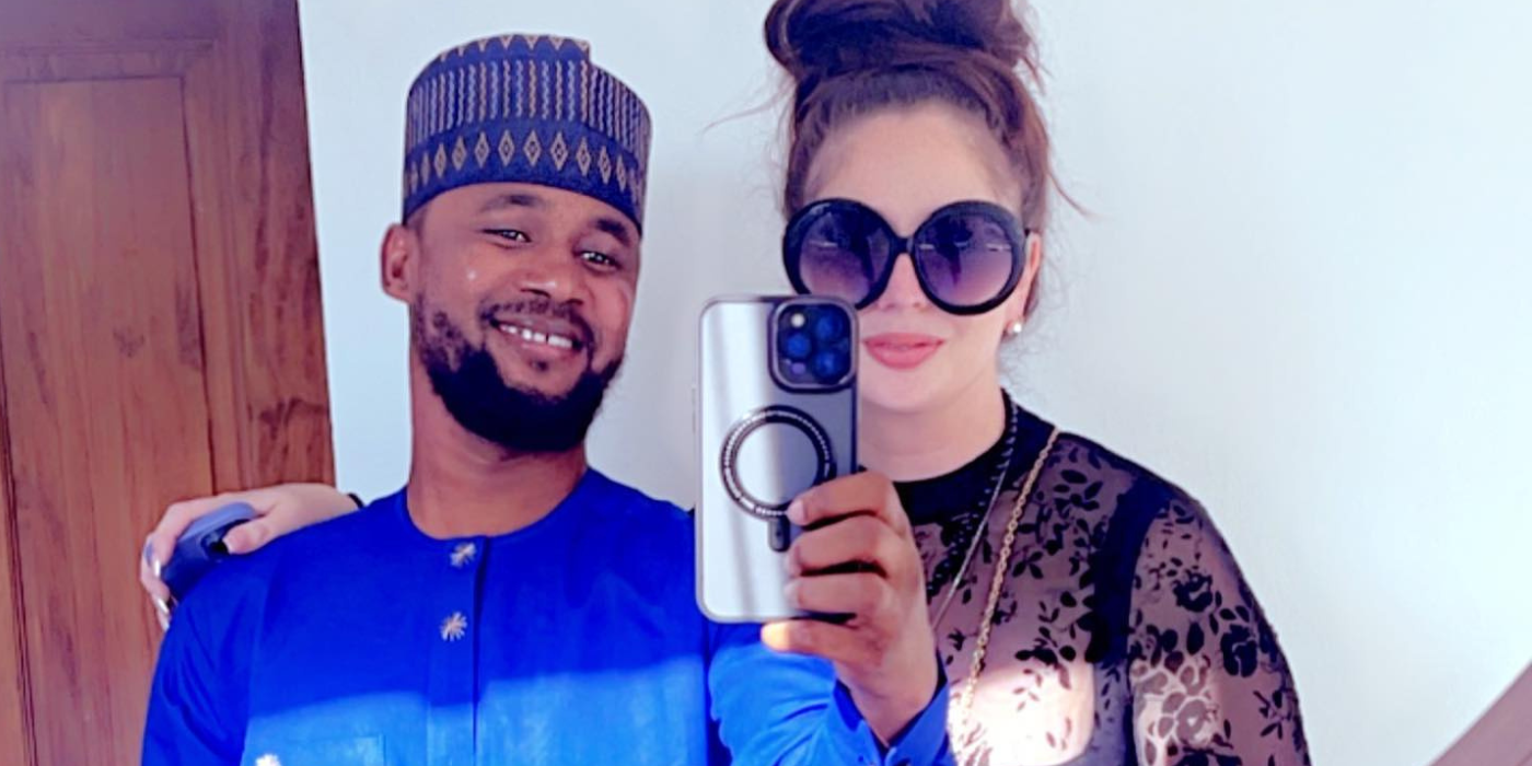 90 Day Fiancé- Usman Sojaboy in blue shirt taking selfie with Kiera Ogden in lacy top