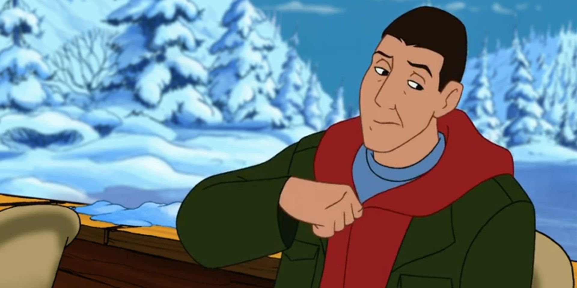 Adam Sandler in the snow in Eight Crazy Nights