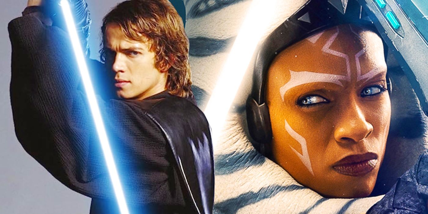 Ahsoka and Anakin Lightsaber Poses In Star Wars
