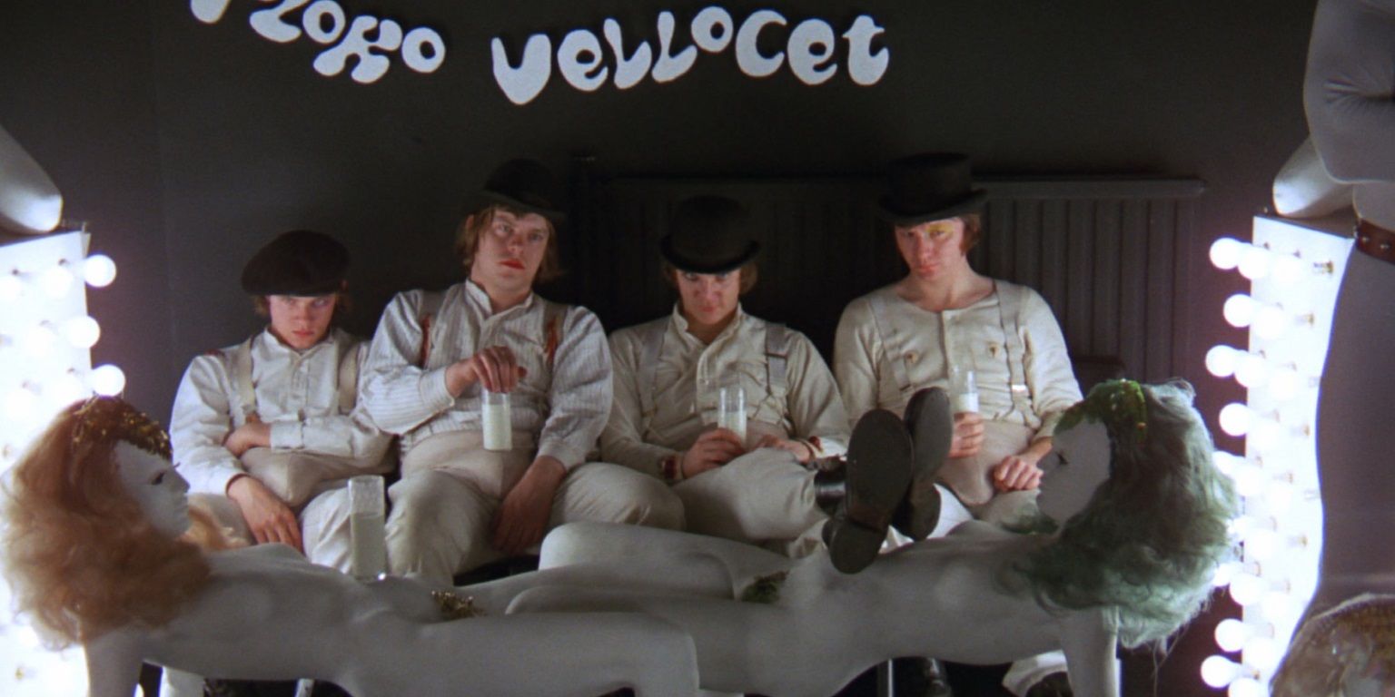 Alex and his droogs drinking milk in A Clockwork Orange