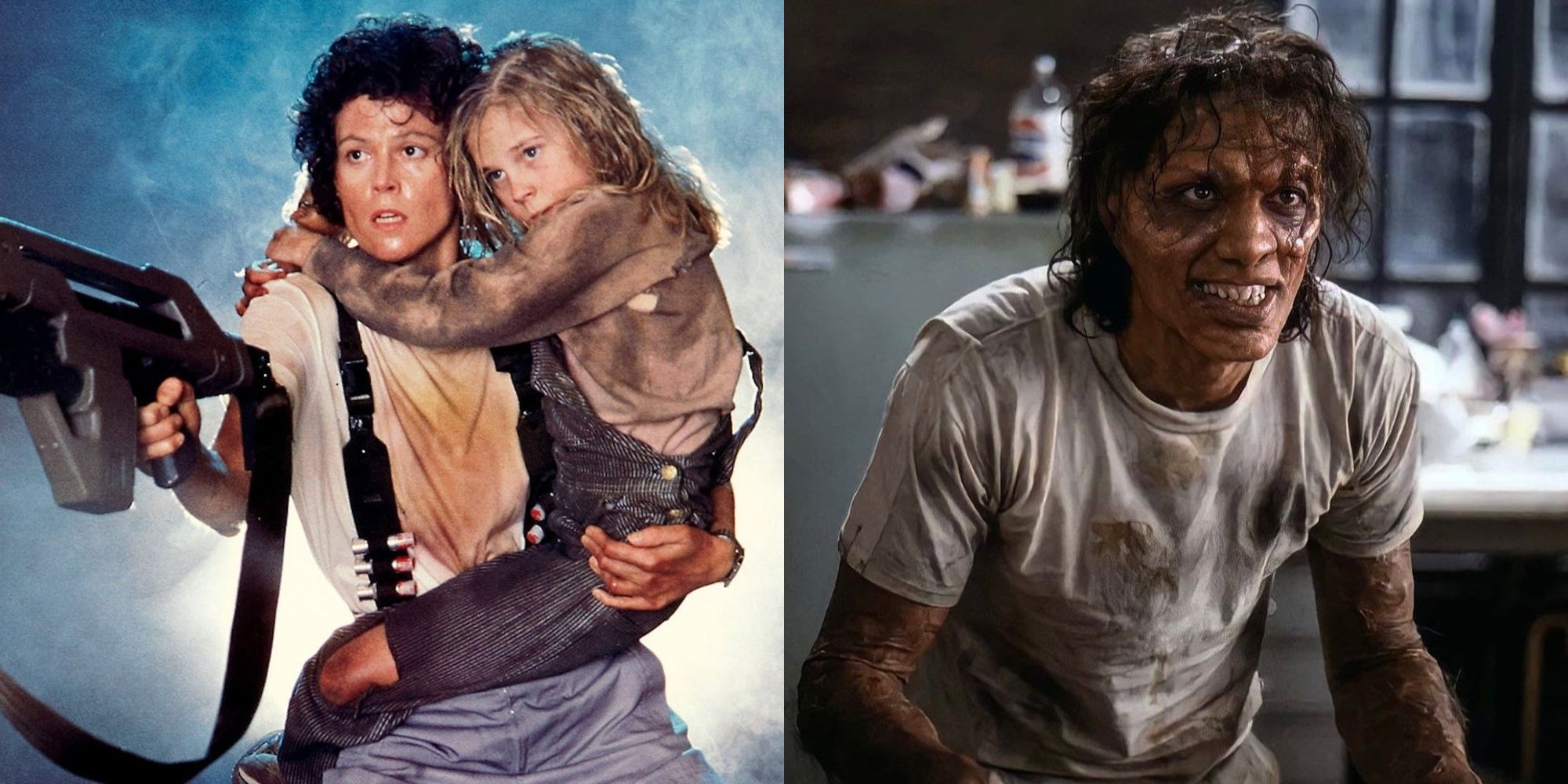 Stills from Aliens and The Fly