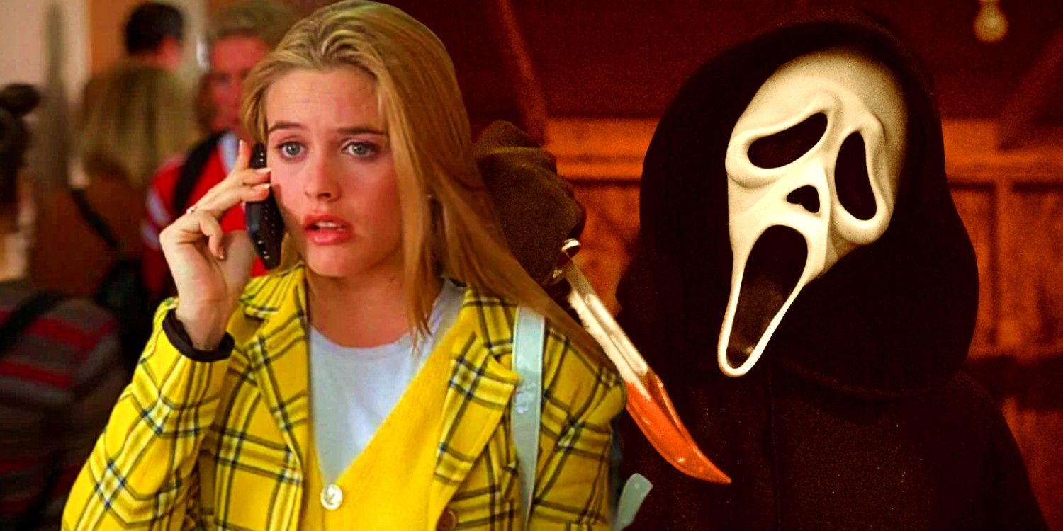 An image of Alicia Silverstone in Clueless and Ghostface in Scream 5
