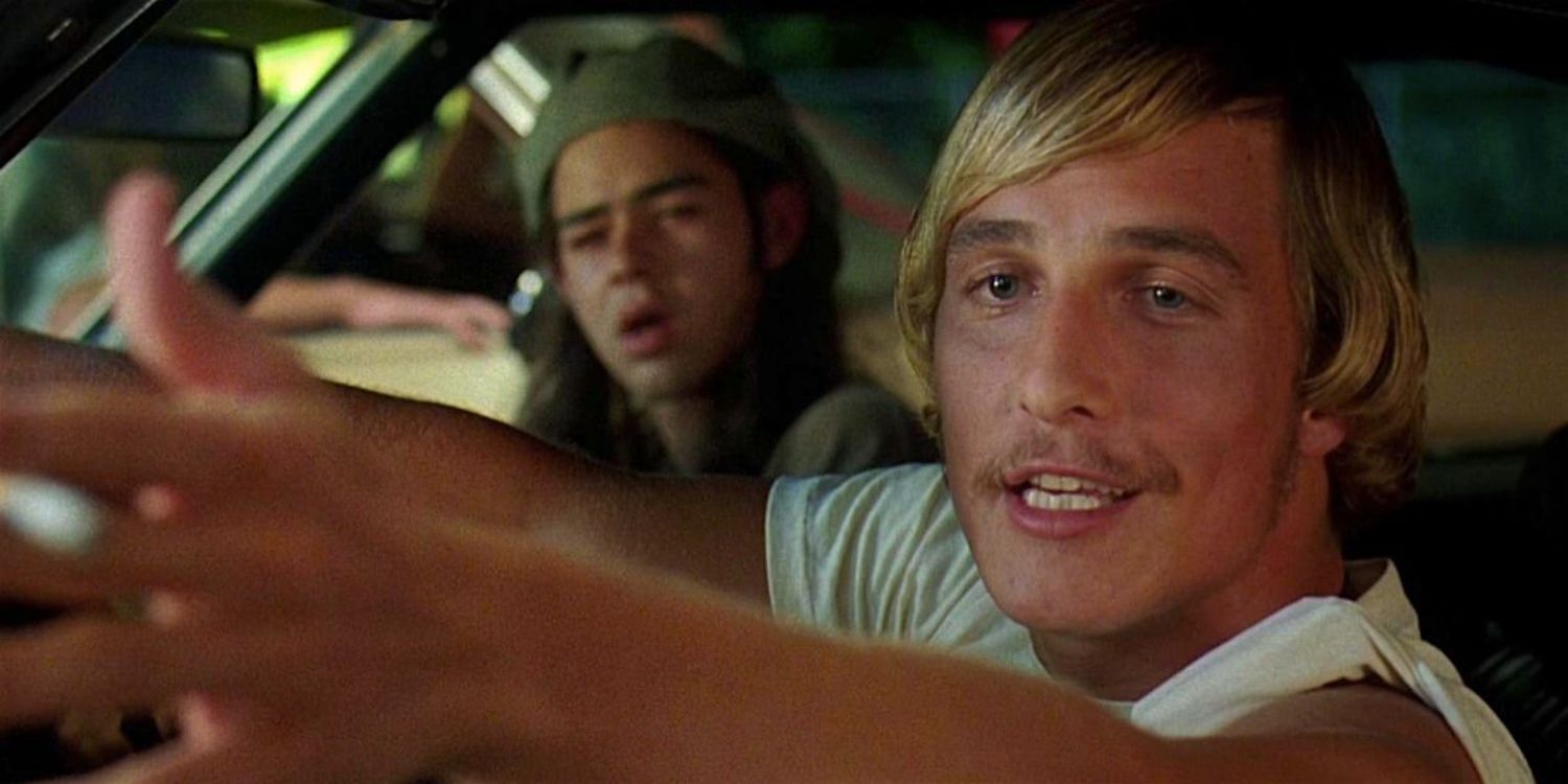 Matthew McConaughey as Wooderson talking in his car in Dazed and Confused