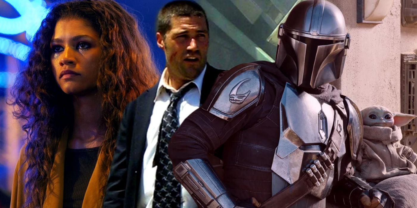 An image of The Mando in The Mandolorian, Jack from Lost, and Rue from Euphoria