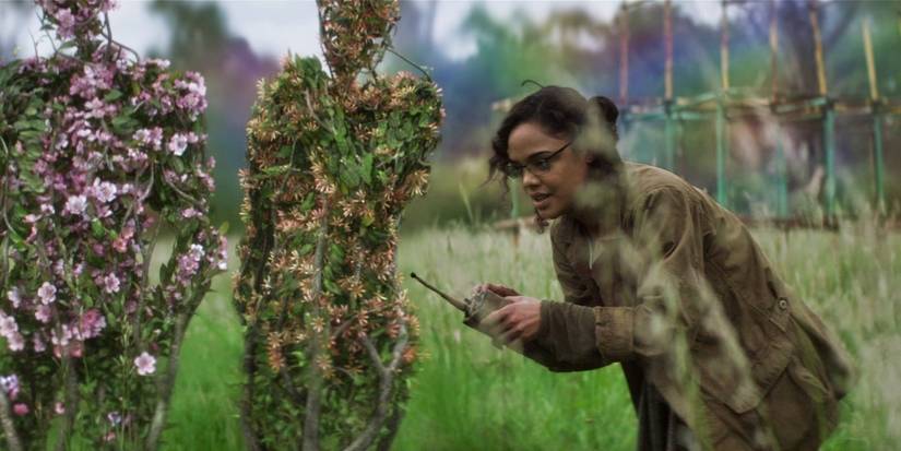 Josie looks at the human flower plants in Annihilation.