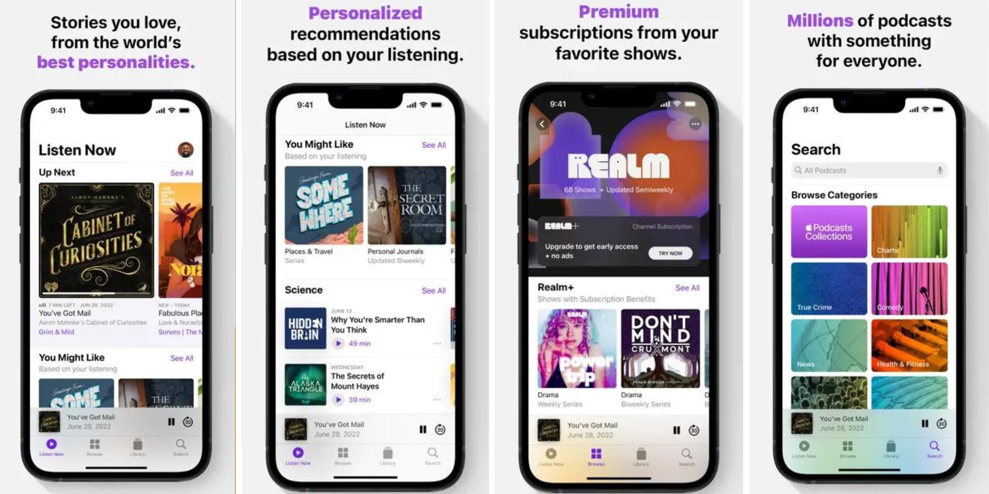 Tangkapan layar aplikasi Apple Podcast untuk iOS