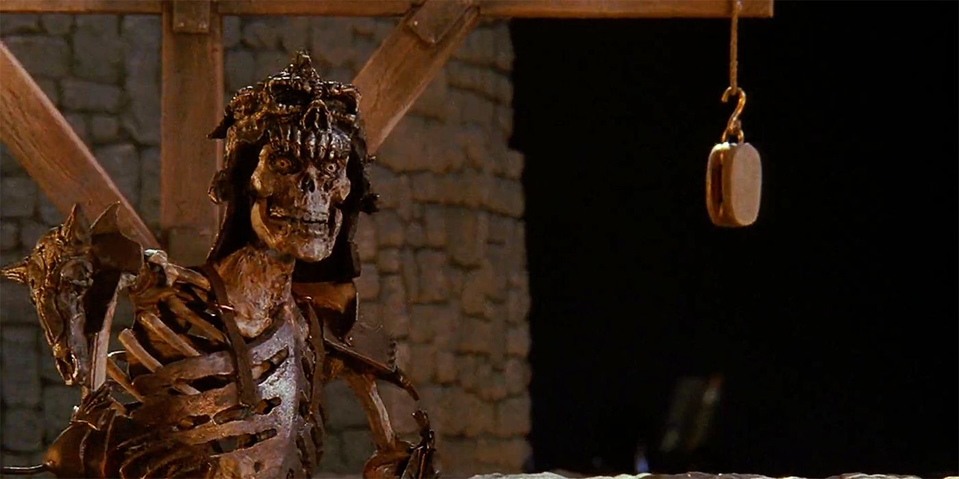 Um soldado esqueleto maligno em Army of Darkness