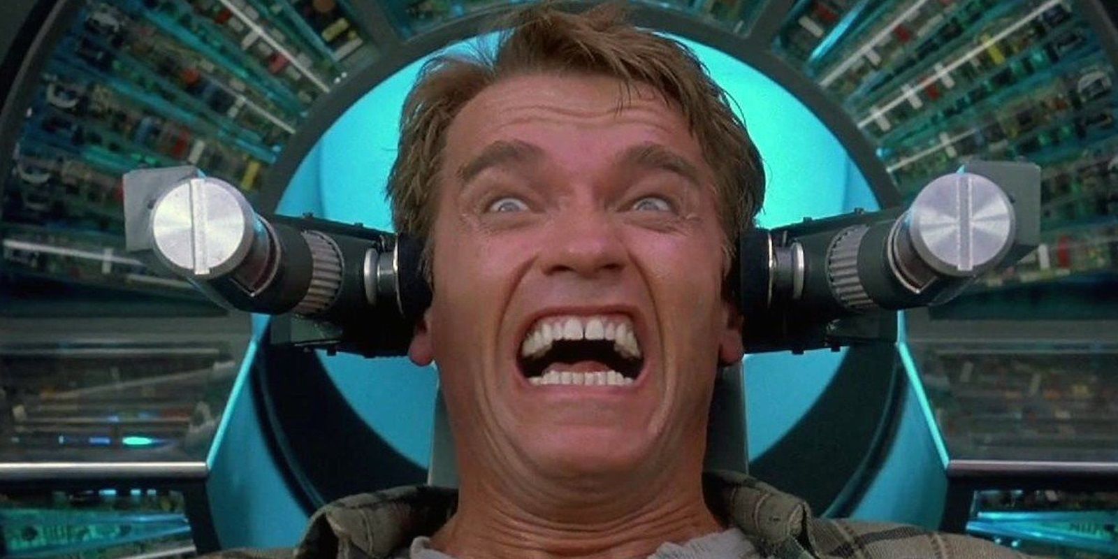 Arnold Schwarzenegger in the Rekall machine in Total Recall
