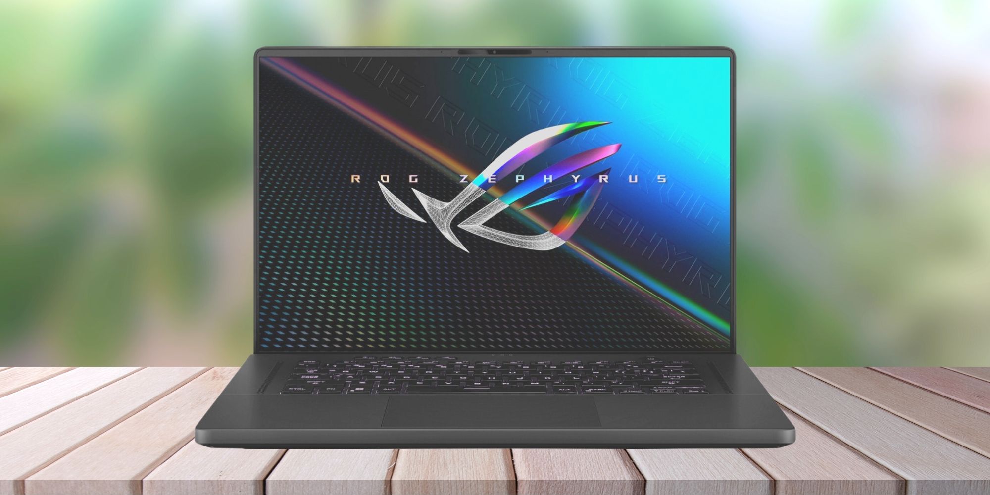 Image of the Asus ROG Zephyrus 16-inch Gaming laptop on a table
