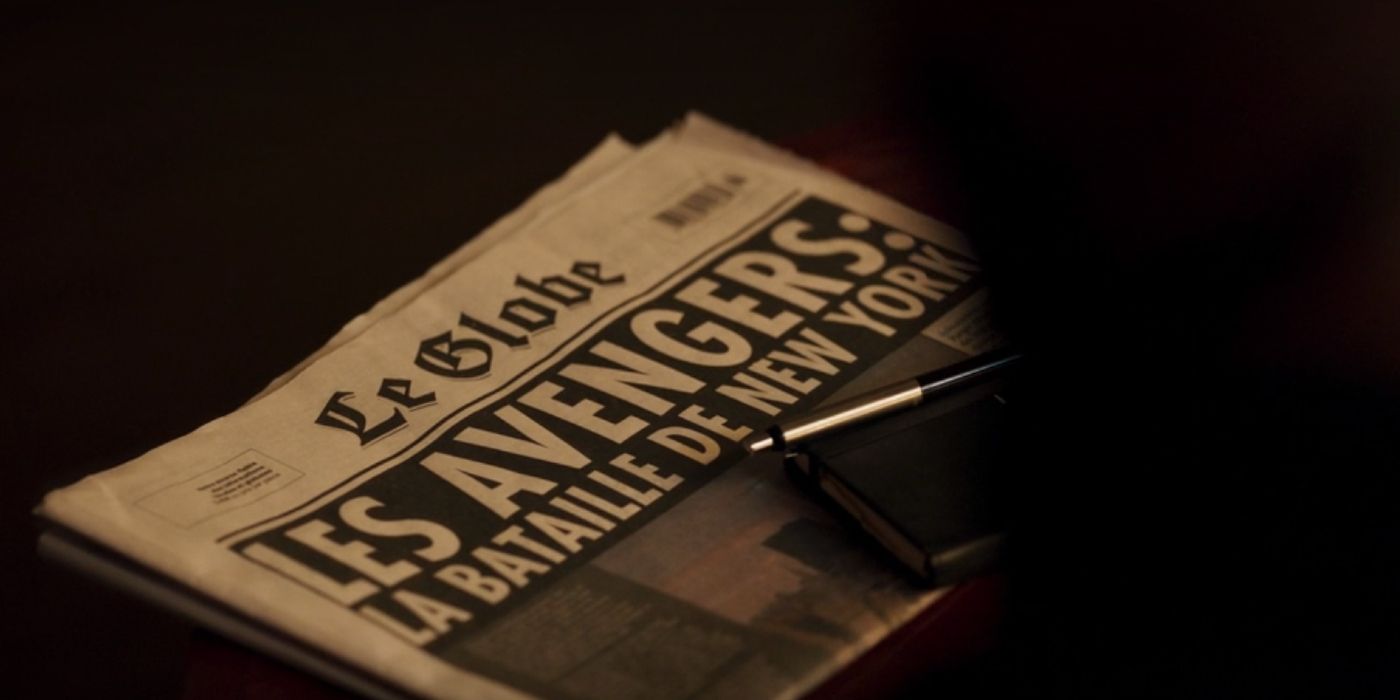 A newspaper referencing the Avengers in Secret Invasion episode 4