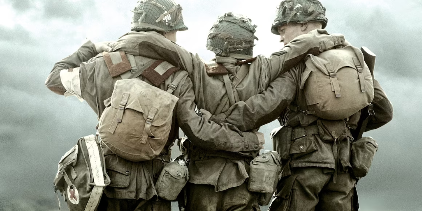Band of Brothers soldiers from the back