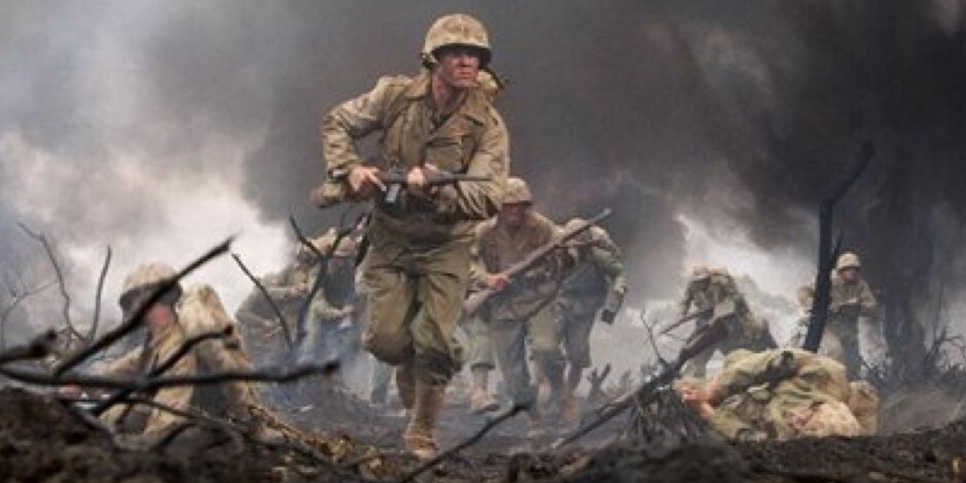 Soldiers running in Band of Brothers.