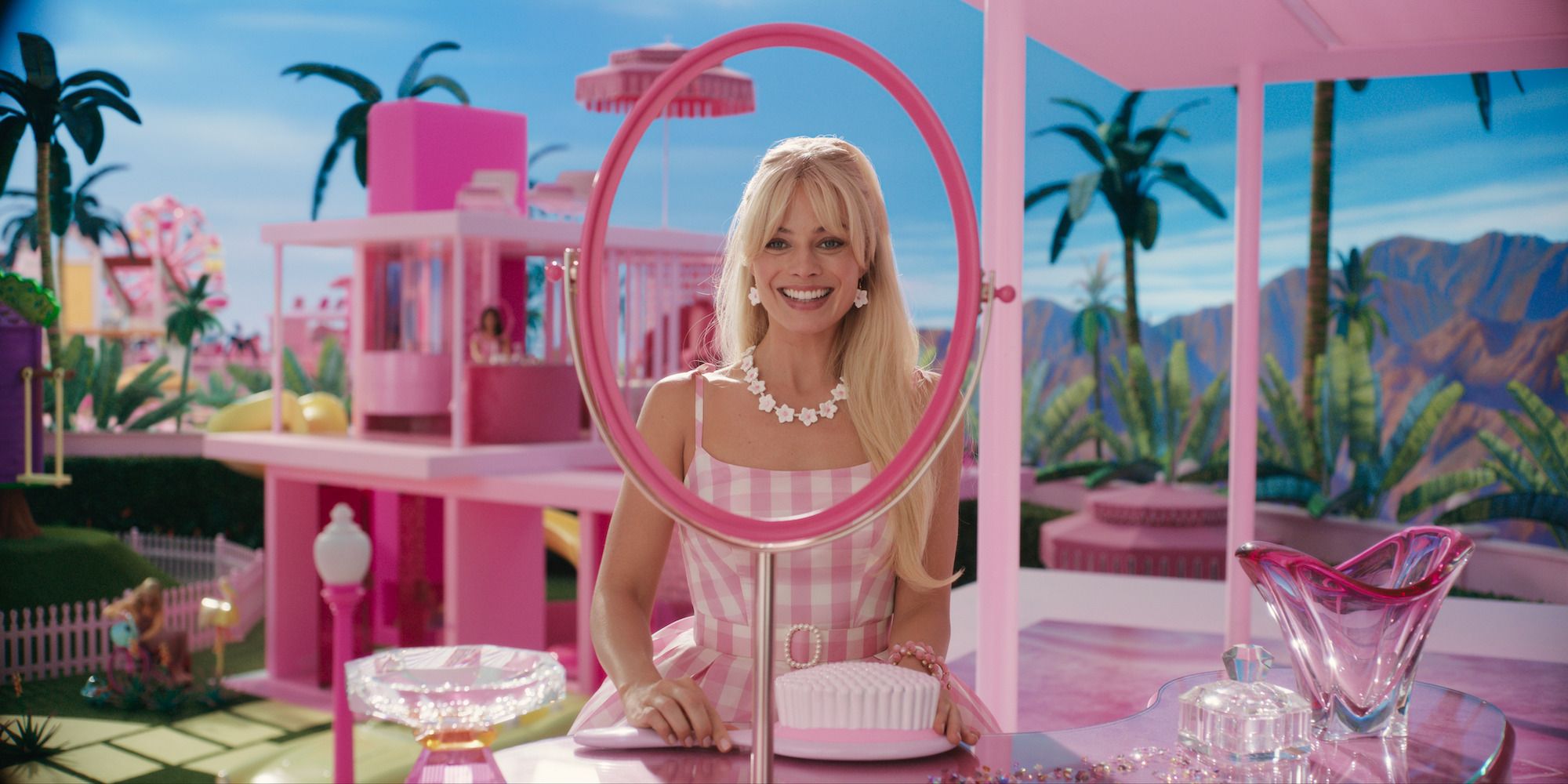 Margot Robbie in the Barbie Dreamhouse in Barbie