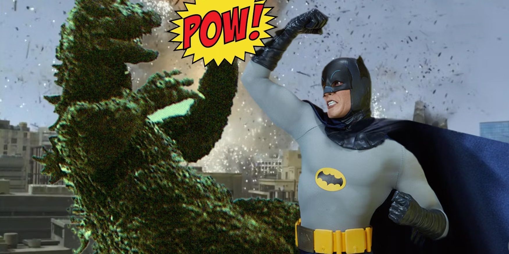Batman punching Godzilla