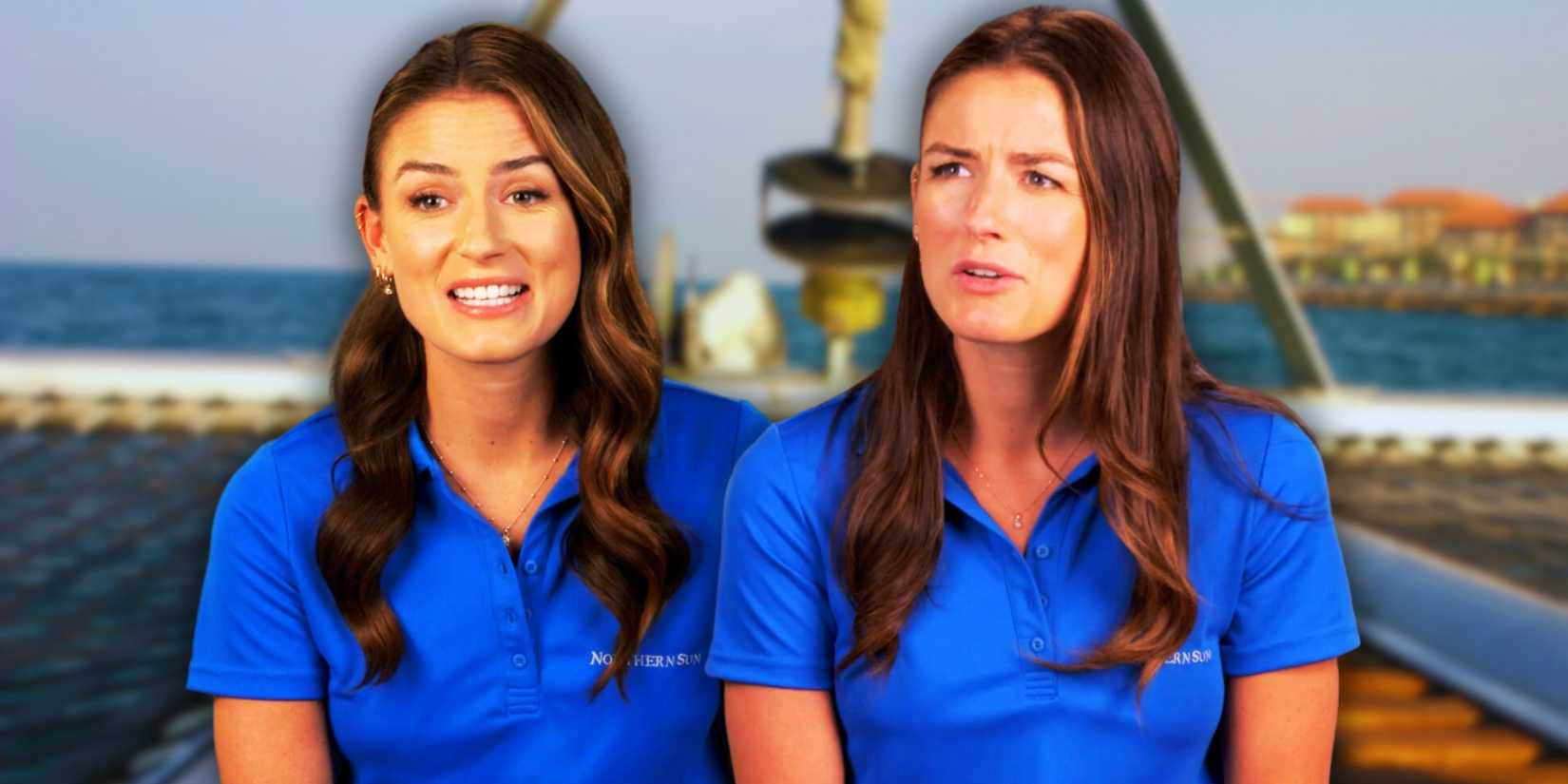 Below Deck Down Under's Aesha Scott montage blue polo yacht and ocean in background