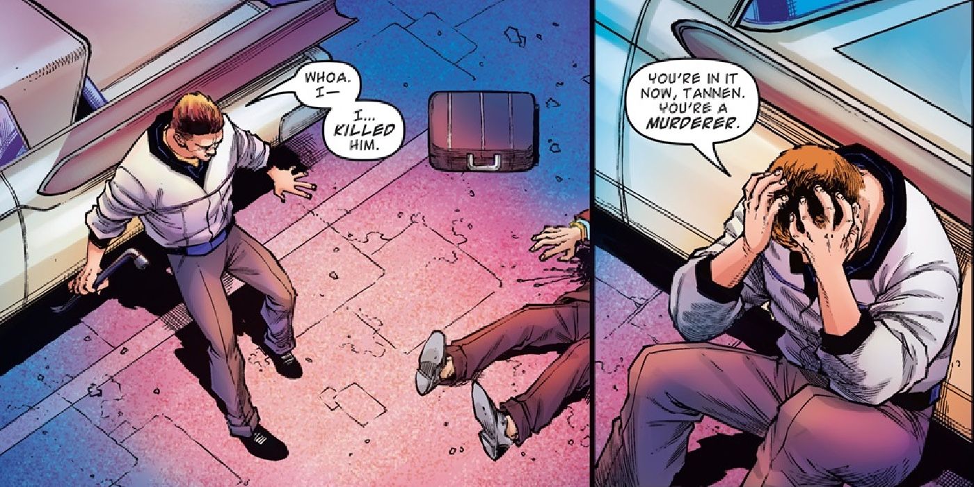 Biff talking to himself after killing someone with a pipe