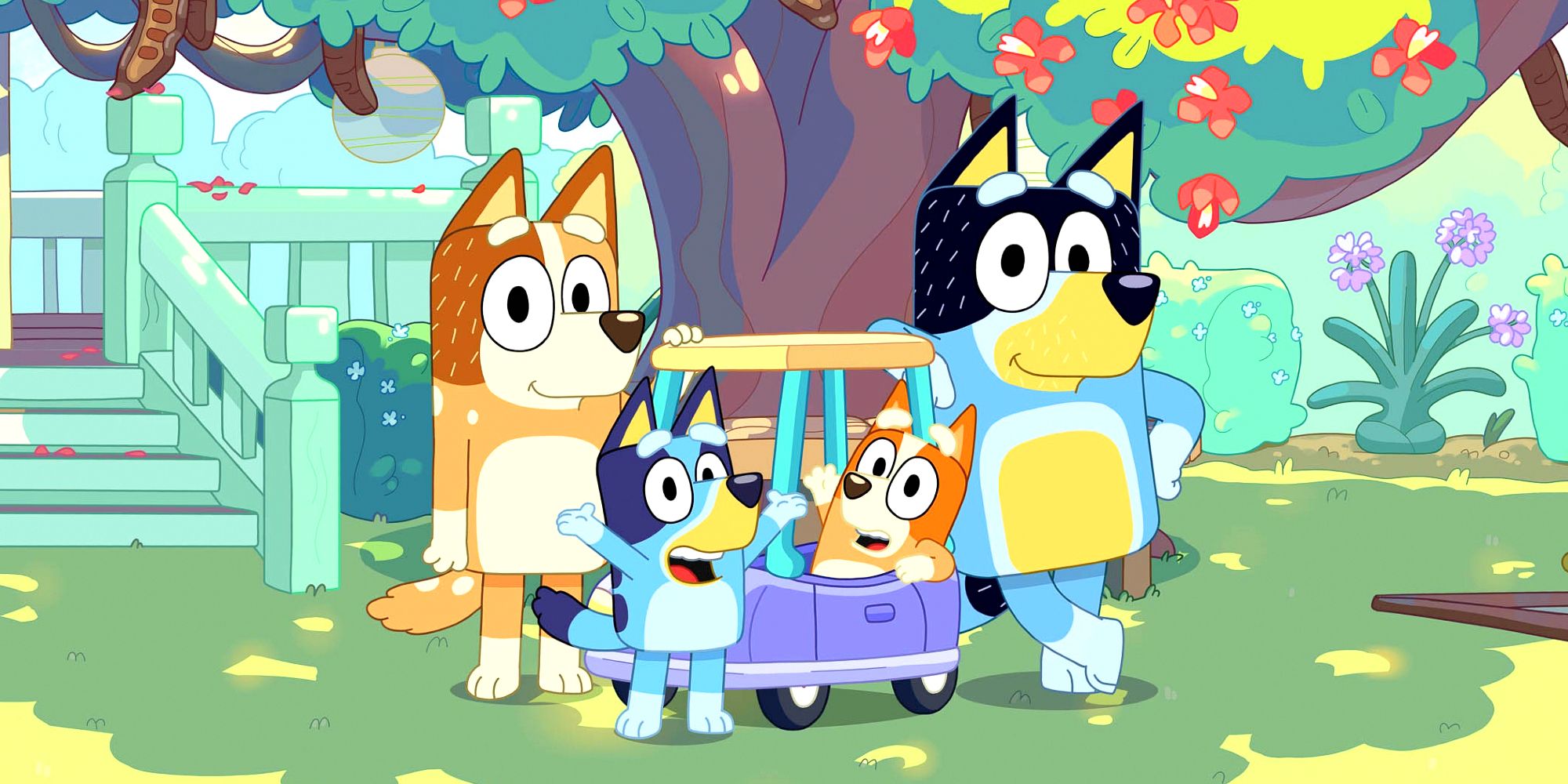 Bluey's family smiles for a picture.