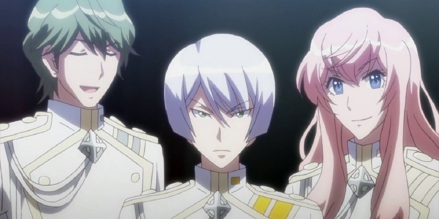 The student council in Cute High Earth Defense Club LOVE! looking at the camera together.